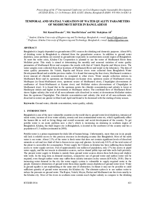 (PDF) Temporal and Spatial Variation of Water Quality Parameters of ...