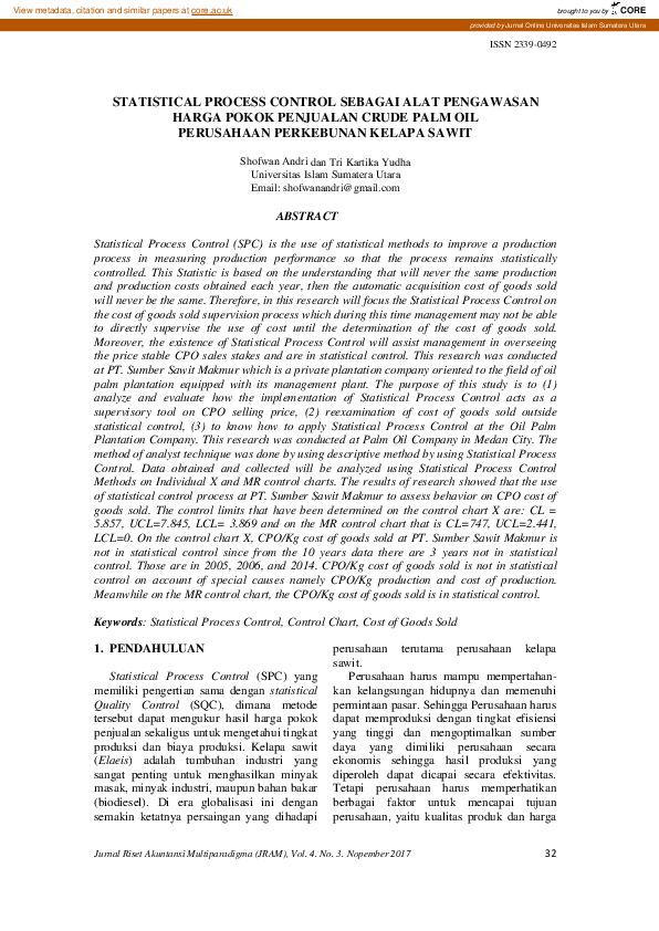 (PDF) Statistical Process Control Sebagai Alat Pengawasan Harga Pokok ...