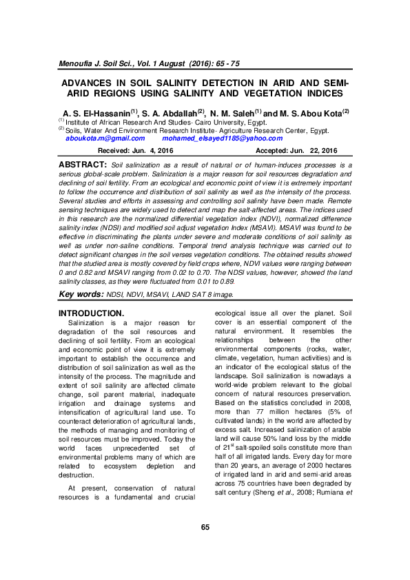 (PDF) Advances in Soil Salinity Detection in Arid and Semi- Arid ...