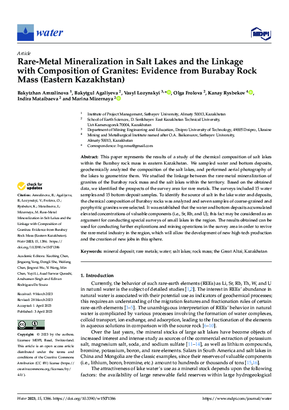 (PDF) Rare-Metal Mineralization in Salt Lakes and the Linkage with ...
