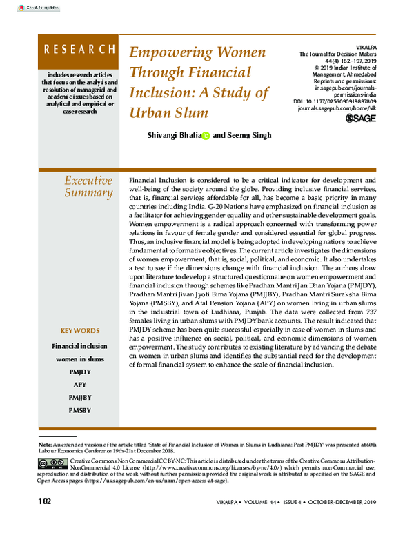 (PDF) Empowering Women Through Financial Inclusion: A Study of Urban Slum