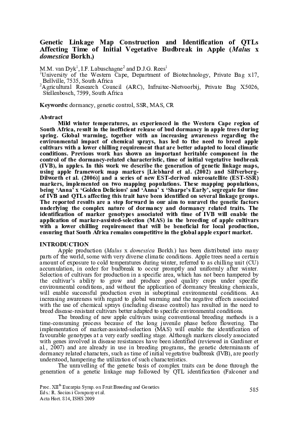 (PDF) Genetic Linkage Map Construction and Identification of QTLS ...