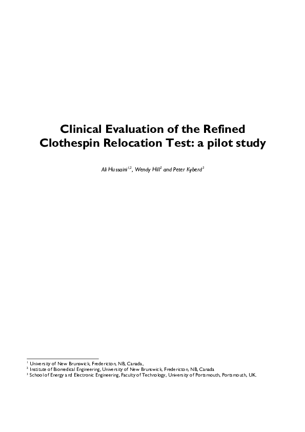 (PDF) Clinical evaluation of the refined clothespin relocation test