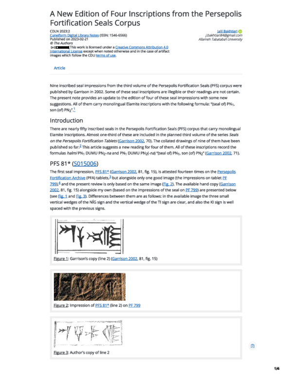 (PDF) A New Edition of Four Inscriptions from the Persepolis ...