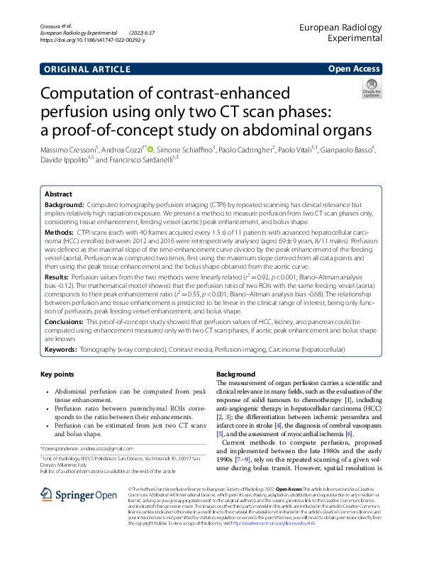 (PDF) Computation of contrast-enhanced perfusion using only two CT scan ...