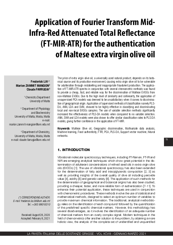 (PDF) Application of Fourier Transform Mid-Infra-Red Attenuated Total ...