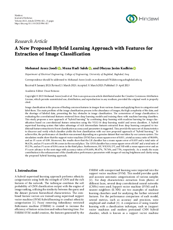 (PDF) A New Proposed Hybrid Learning Approach with Features for ...