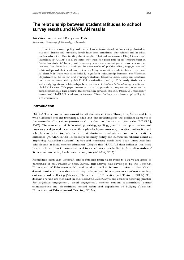 (PDF) The relationship between student attitudes to school survey ...