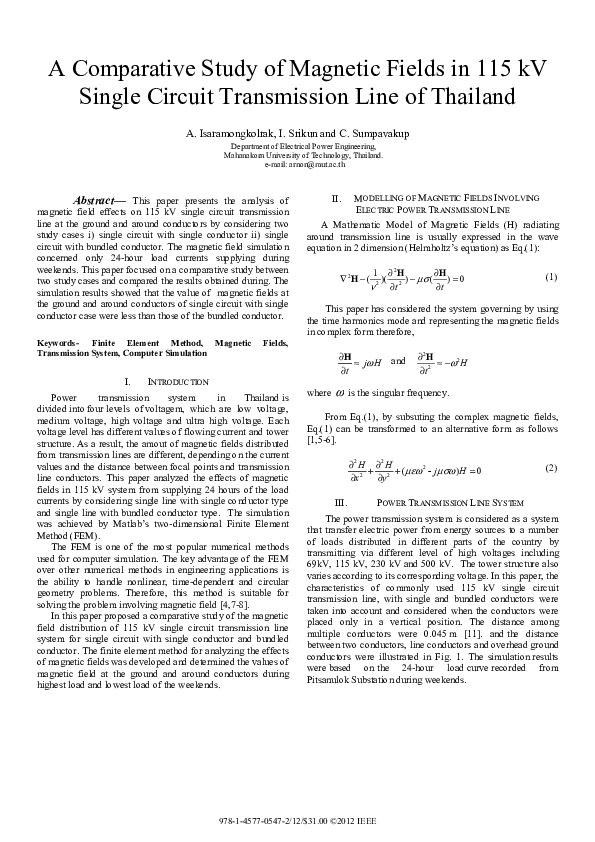 (PDF) A Comparative Study of Magnetic Fields in 115 kV Single Circuit ...
