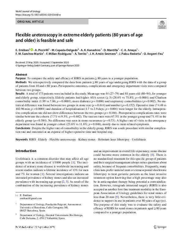 (PDF) Flexible ureteroscopy in extreme elderly patients (80 years of ...