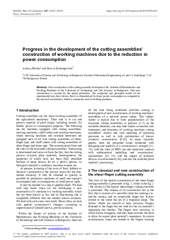 (PDF) Progress in the development of the cutting assemblies ...