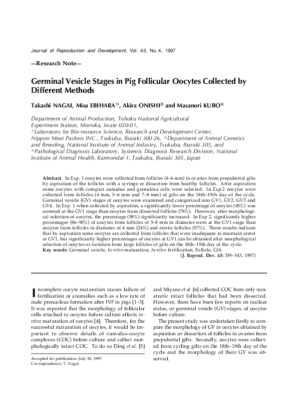(PDF) Germinal Vesicle Stages in Pig Follicular Oocytes Collected by ...