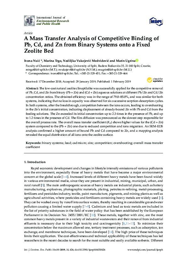 (PDF) A Mass Transfer Analysis of Competitive Binding of Pb, Cd, and Zn ...