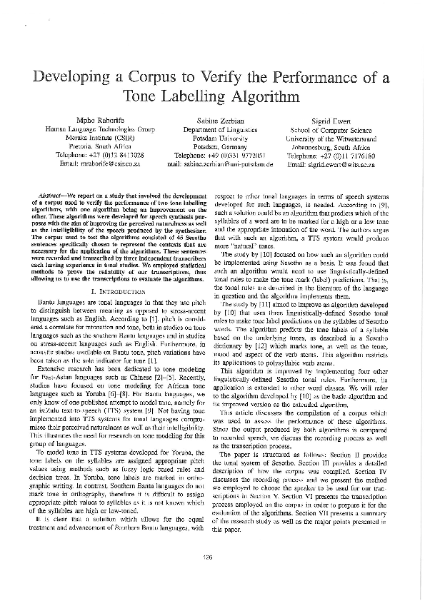 (PDF) Developing a Corpus to Verify the Performance of a Tone Labelling ...