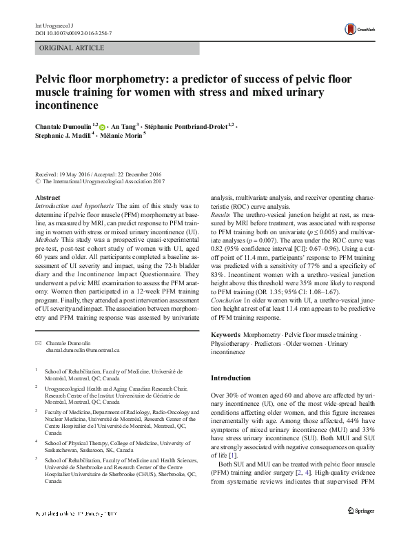 (PDF) Pelvic floor morphometry a predictor of success of pelvic floor