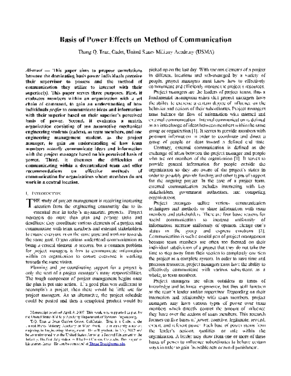 (PDF) Basis of Power Effects on Method of Communication