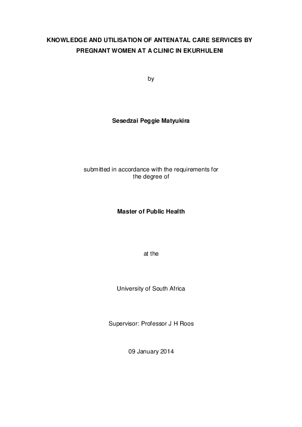 (PDF) Knowledge and utilisation of antenatal care services by pregnant ...