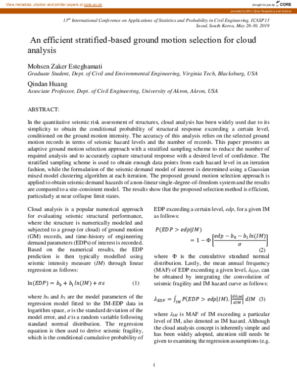 (PDF) An efficient stratified-based ground motion selection for cloud ...