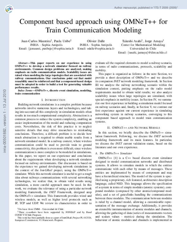 (PDF) Component based approach using OMNeT++ for train communication ...