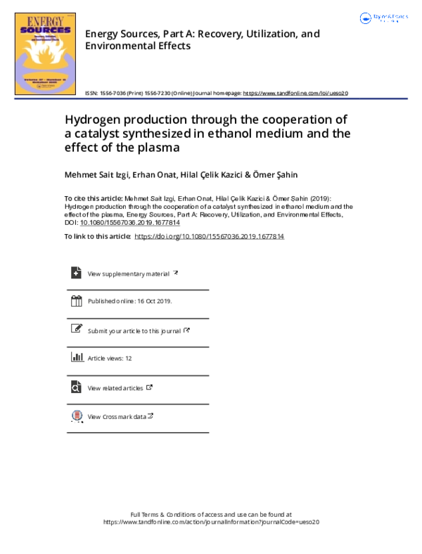 (PDF) Hydrogen production through the cooperation of a catalyst ...