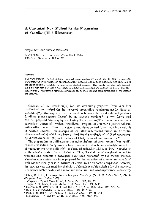 (PDF) A convenient new Method for the preparation of vanadium(III) β ...