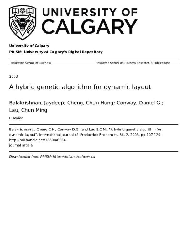 (PDF) A hybrid genetic algorithm for the dynamic plant layout problem