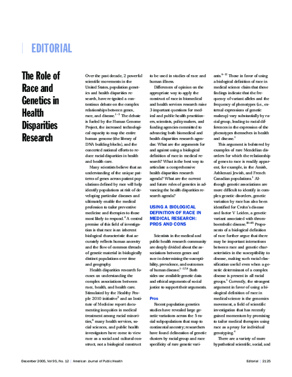 (PDF) The Role of Race and Genetics in Health Disparities Research
