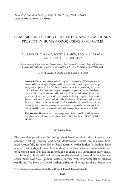 (PDF) Comparison of the Volatile Organic Compounds Present in Human ...