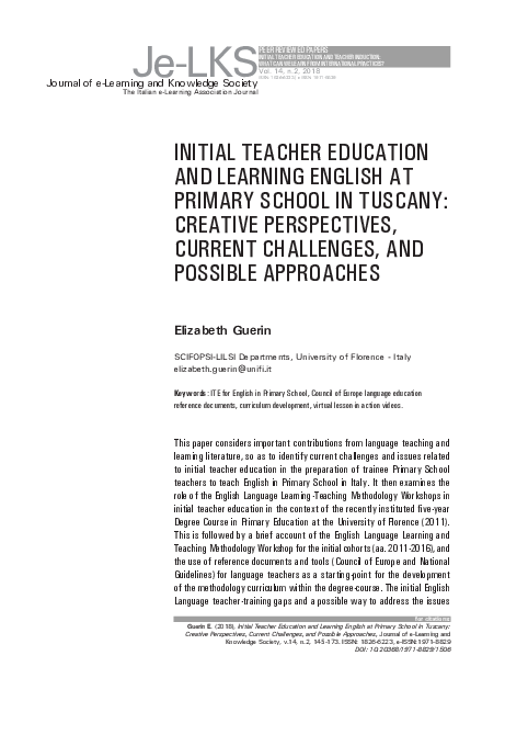 (PDF) Initial Teacher Education and Learning English at Primary School ...
