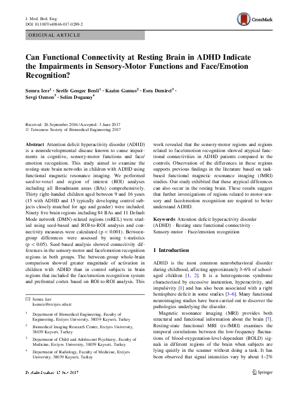 (PDF) Can Functional Connectivity at Resting Brain in ADHD Indicate the ...