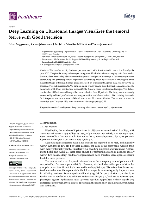 (PDF) Deep Learning on Ultrasound Images Visualizes the Femoral Nerve ...