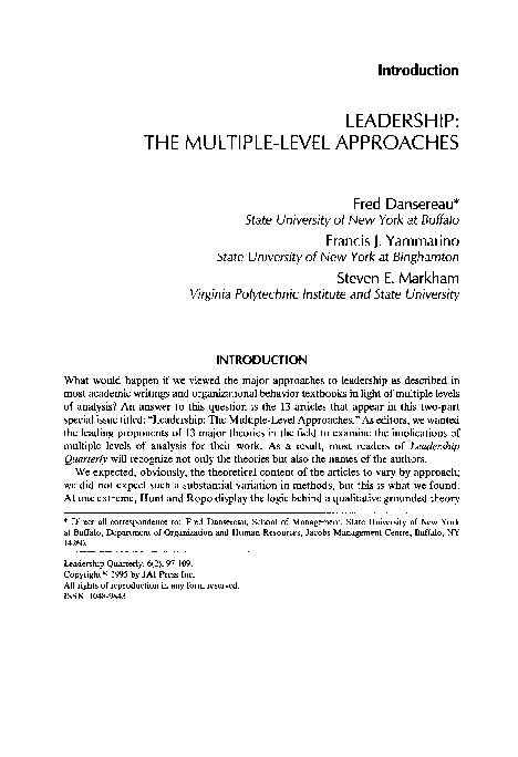 (PDF) Leadership The multiple level approaches