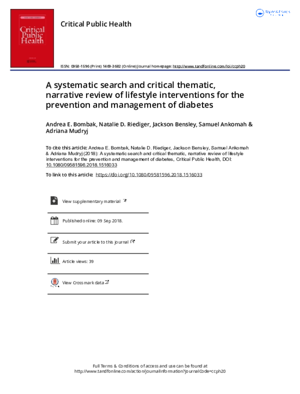 (PDF) A systematic search and critical thematic, narrative review of ...
