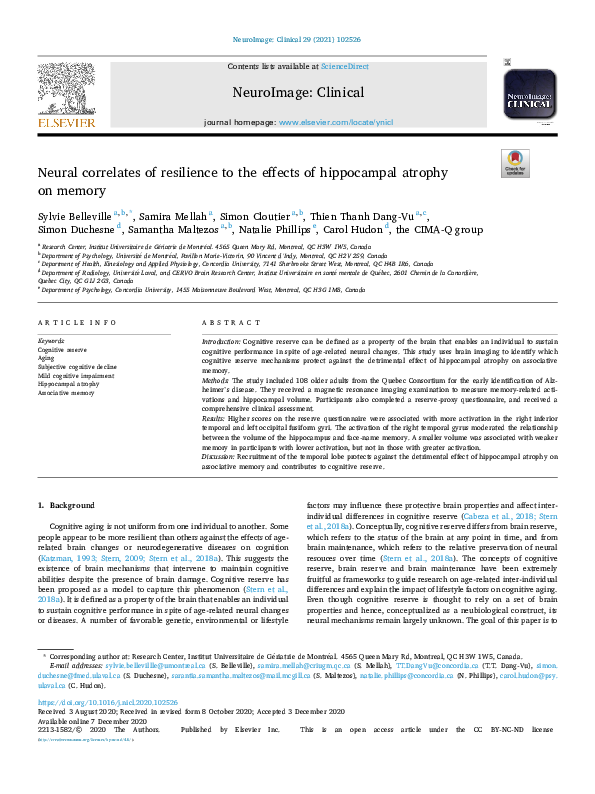 (PDF) Neural correlates of resilience to the effects of hippocampal ...
