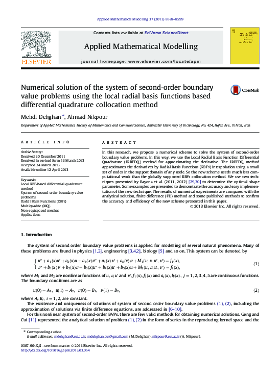 (PDF) Numerical solution of the system of second-order boundary value ...