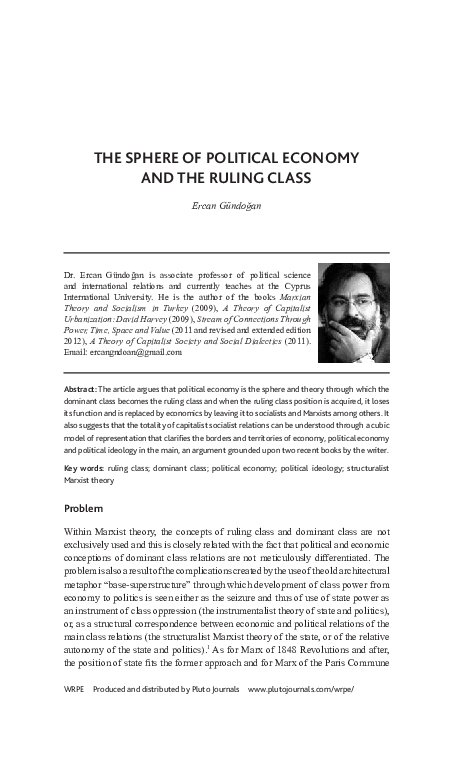 (PDF) The Sphere of Political Economy and the Ruling Class