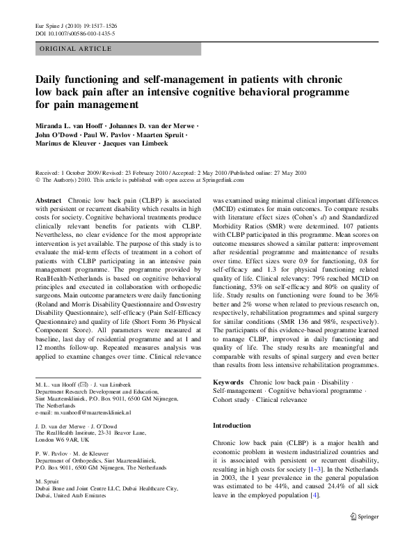 (PDF) Daily functioning and self-management in patients with chronic ...