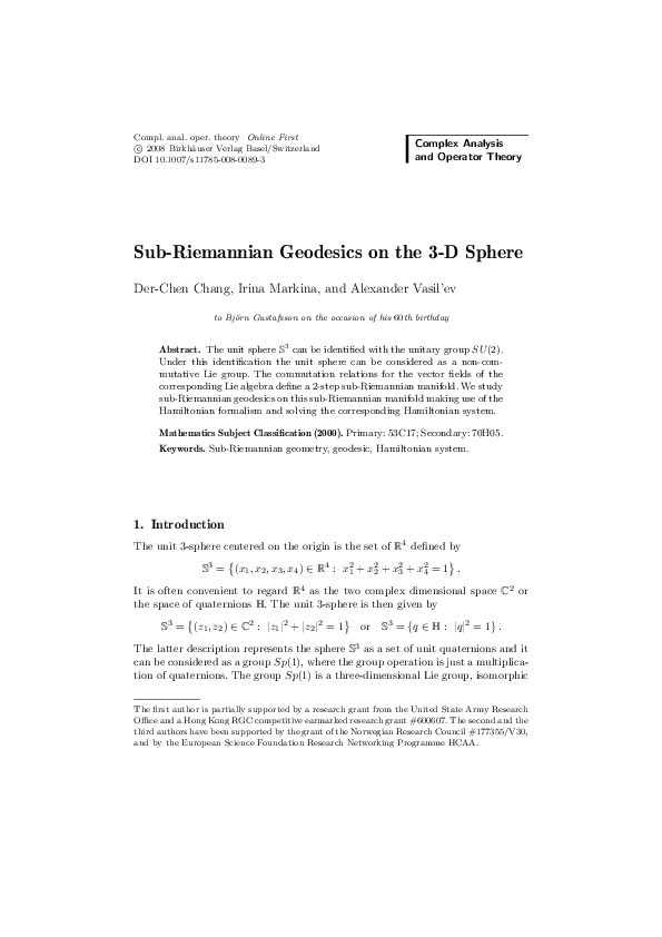 Complex Analysis And Operator Theory
