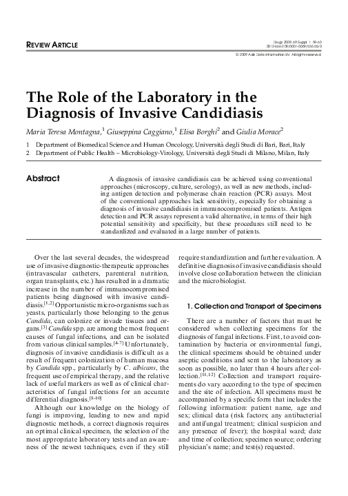 (PDF) The Role of the Laboratory in the Diagnosis of Invasive Candidiasis