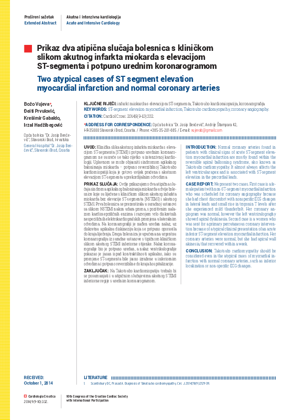 (PDF) Two atypical cases of ST segment elevation myocardial infarction ...