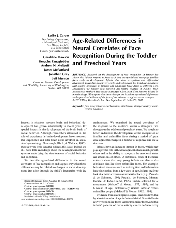 (PDF) Age-related differences in neural correlates of face recognition ...