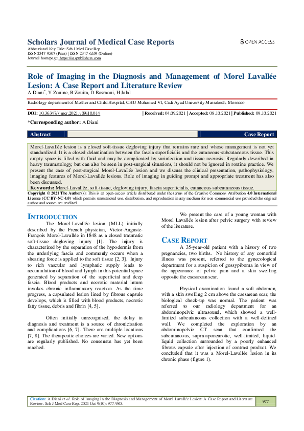 (PDF) Role of Imaging in the Diagnosis and Management of Morel Lavallée