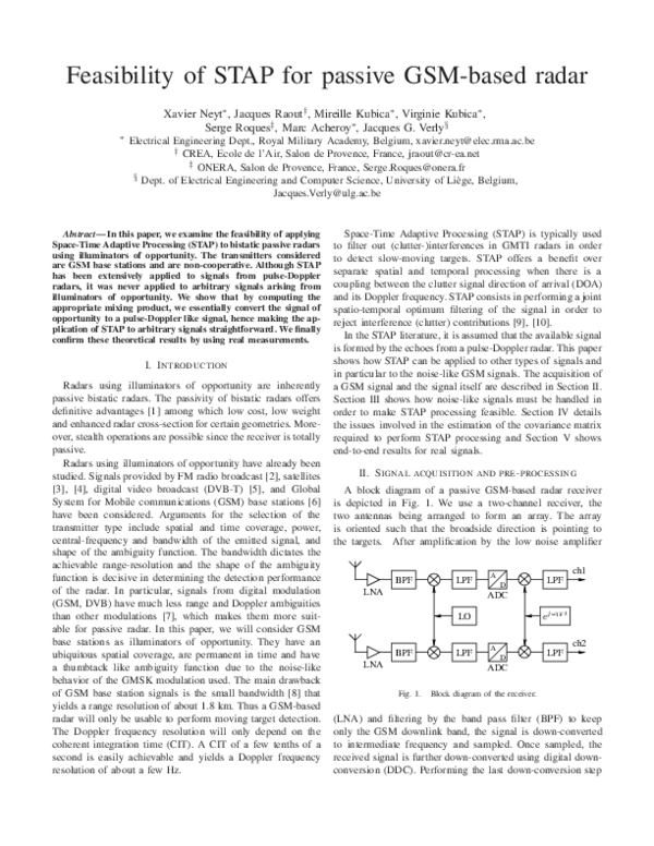 (PDF) Feasibility of STAP for Passive GSM-Based Radar