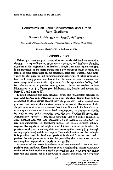(PDF) Constraints on land consumption and urban rent gradients