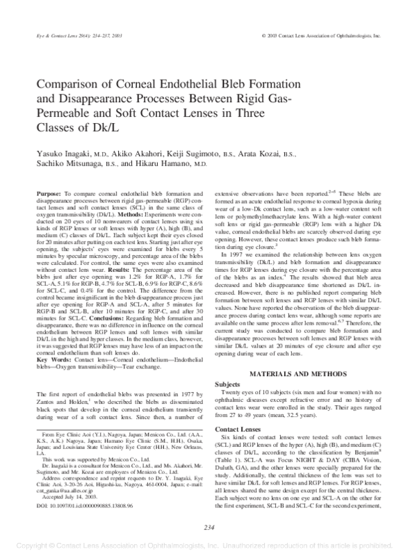 (PDF) Comparison of Corneal Endothelial Bleb Formation and ...