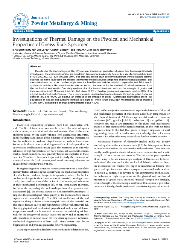 (PDF) Investigations of Thermal Damage on the Physical and Mechanical ...