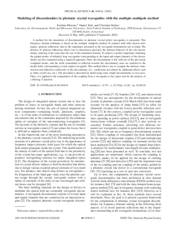 (PDF) Modeling of discontinuities in photonic crystal waveguides with ...