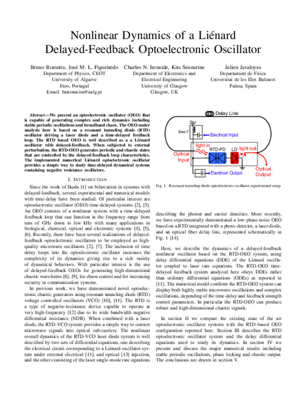 (PDF) Nonlinear dynamics of a Liénard delayed-feedback optoelectronic ...