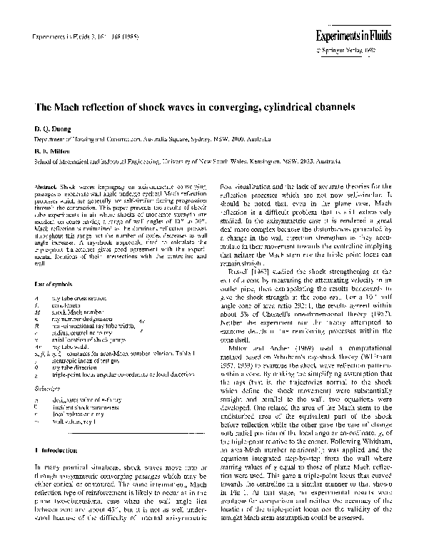 (PDF) The Mach reflection of shock waves in converging, cylindrical ...