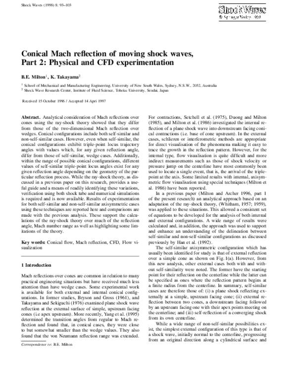 (PDF) Conical Mach reflection of moving shock waves, Part 2: Physical ...